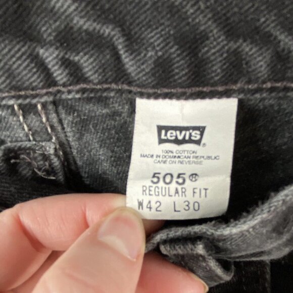 Levis 505 Jeans Mens 42x30 (40x30) Black Regular Fit Straight Leg Denim Workwear - Picture 8 of 11